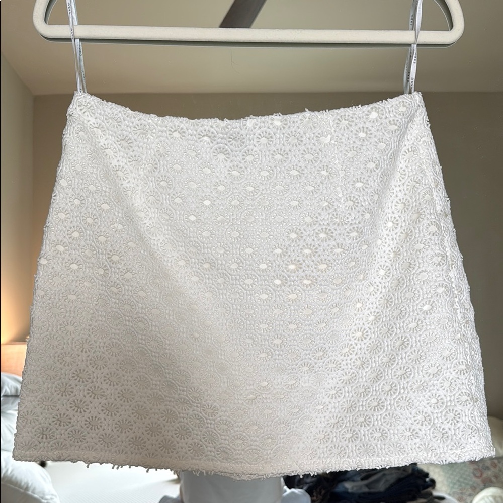 Sabo Skirt White Embellished Mini A-Line Skirt